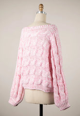Willow Light Pink Oversized Cable Knit Sweater