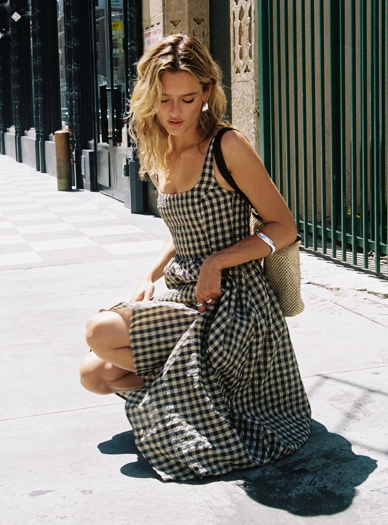 Cartmel Check Maxi Dress Black Cream Tall