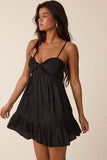 Gracie Black Satin Cami Mini Dress
