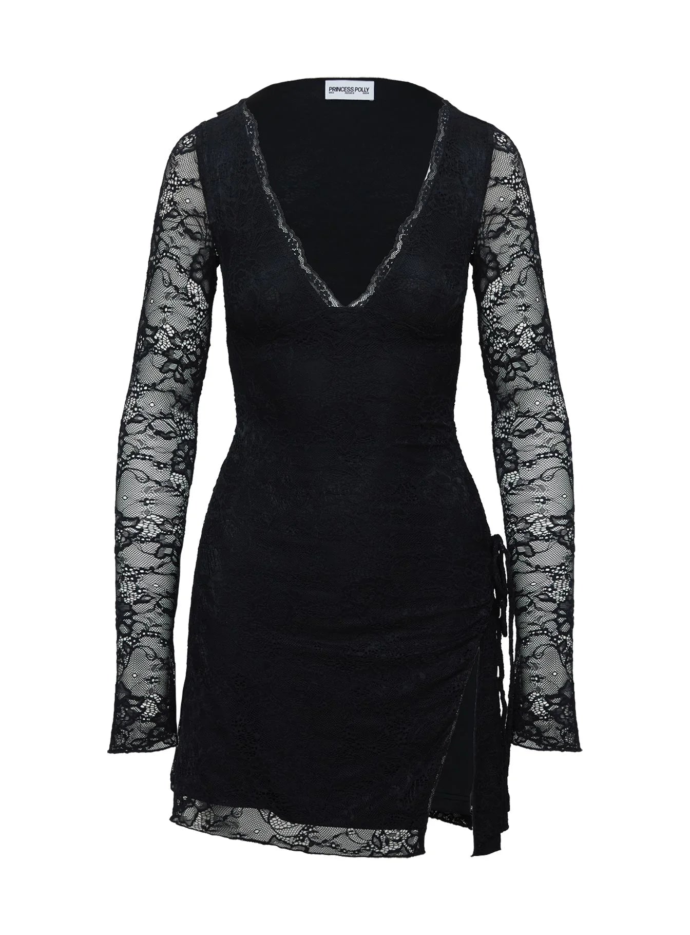 Airabella Long Sleeve Lace Mini Dress Black