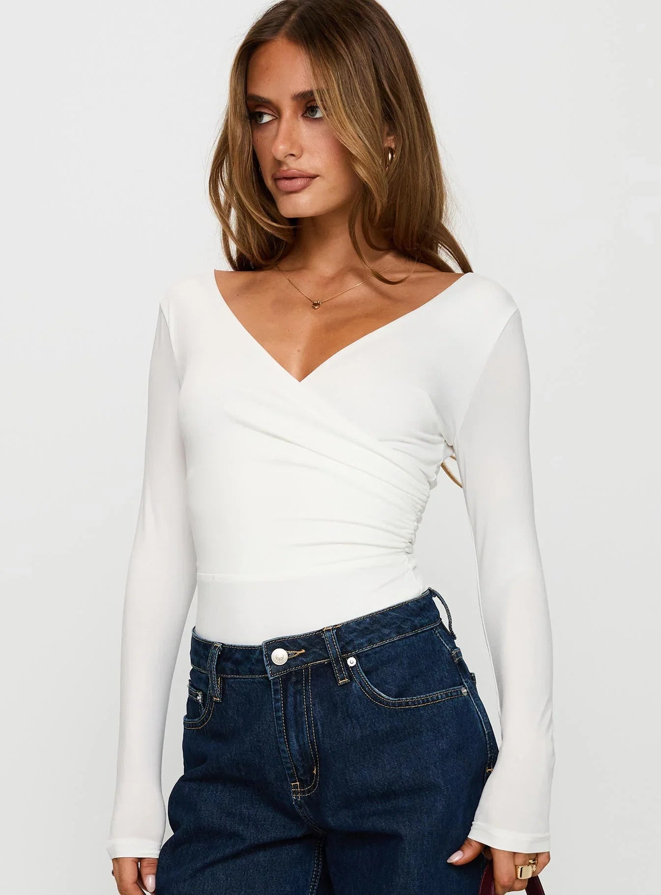 Right Here Cross Detail Bodysuit White