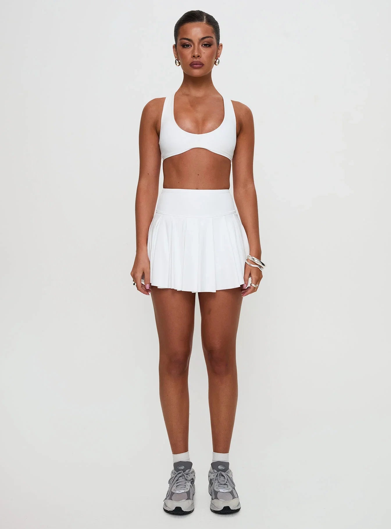 Dynamic Pleat Active Skort White