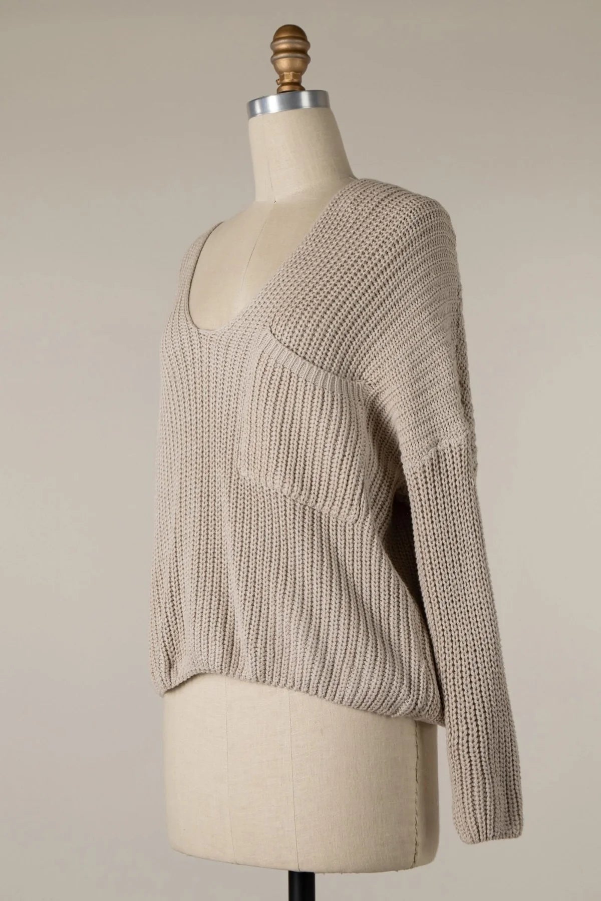 Brynn Beige V Neck Sweater