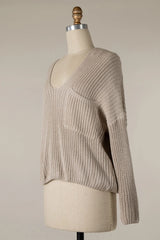 Brynn Beige V Neck Sweater