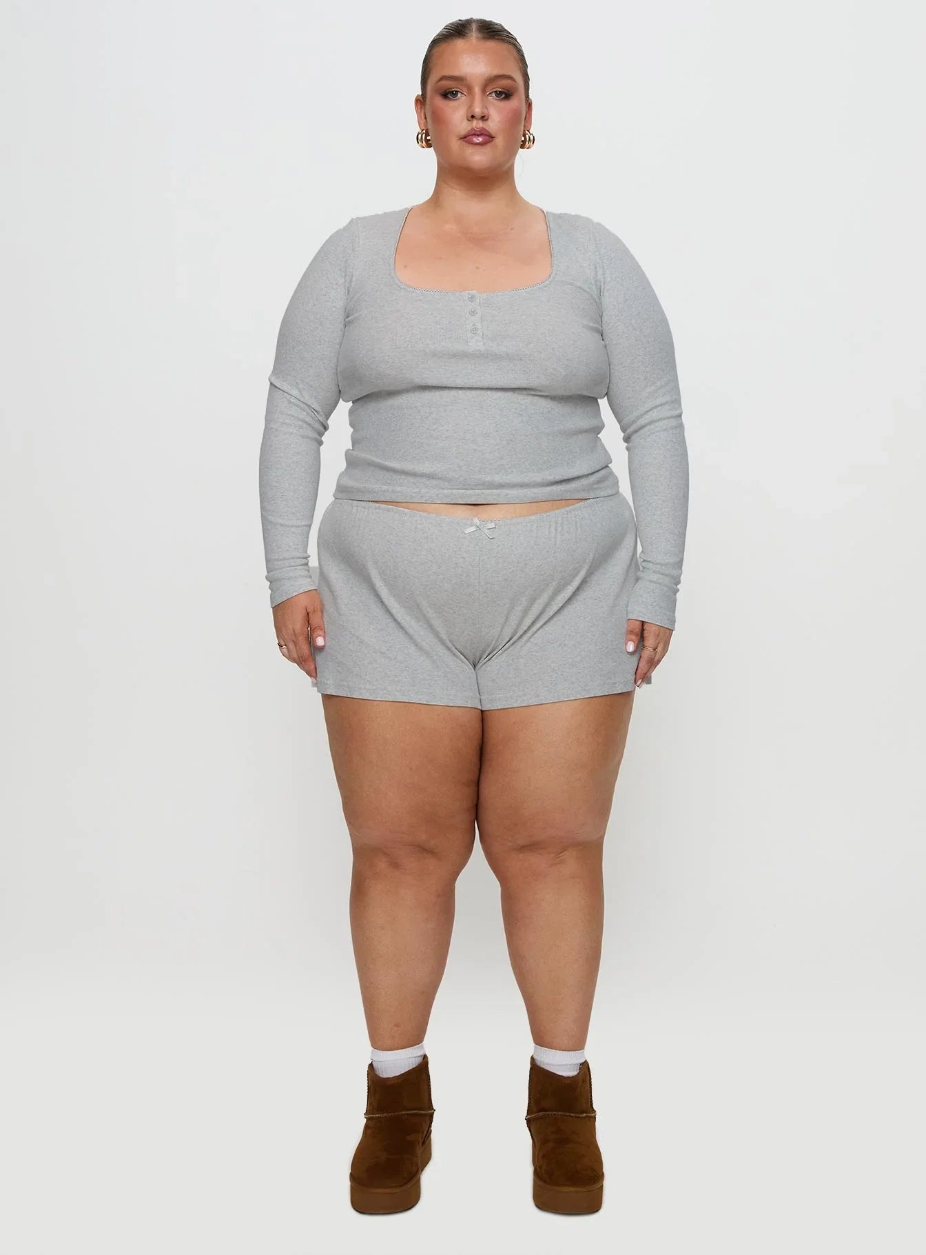Sleepytea Rib Sleep Short Grey Curve