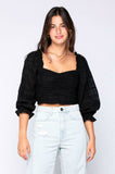 Mikayla Black Ruched Crop Top