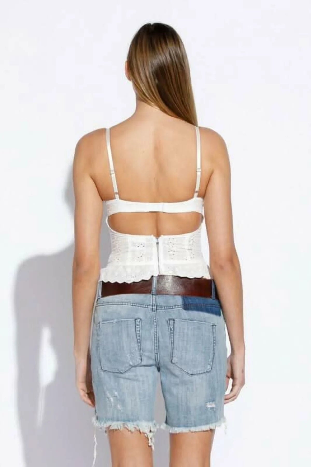 Hard to Ignore White Eyelet Corset Top