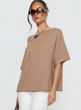 Kourta Off Shoulder Oversized Knit Top Mocha