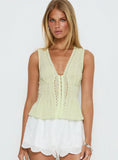 Zaylenna Lace Pleated Top Sage