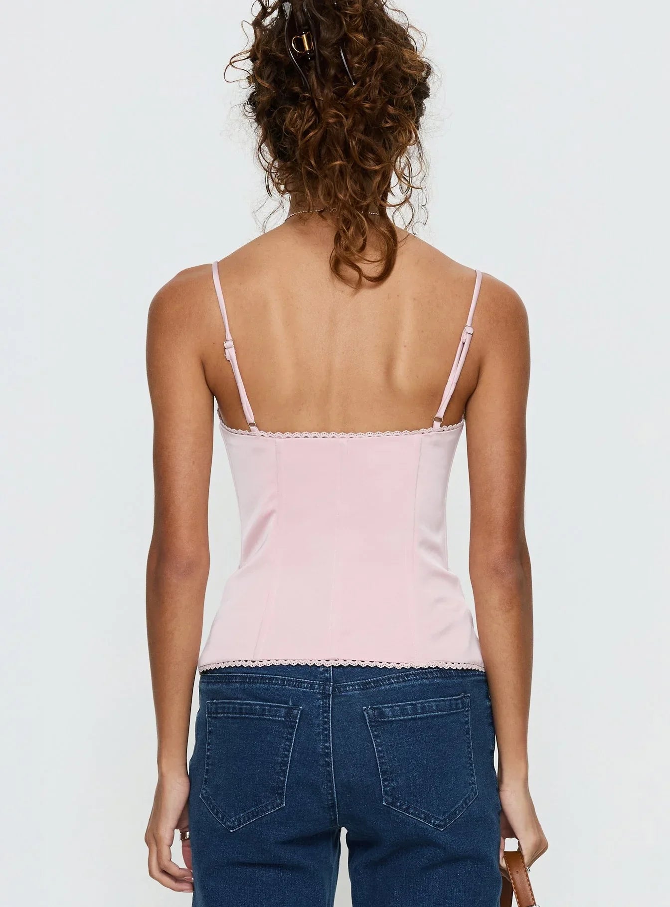 Maralyne Satin Corset Top Soft Pink