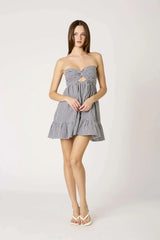 Argie Black Gingham Strapless Romper