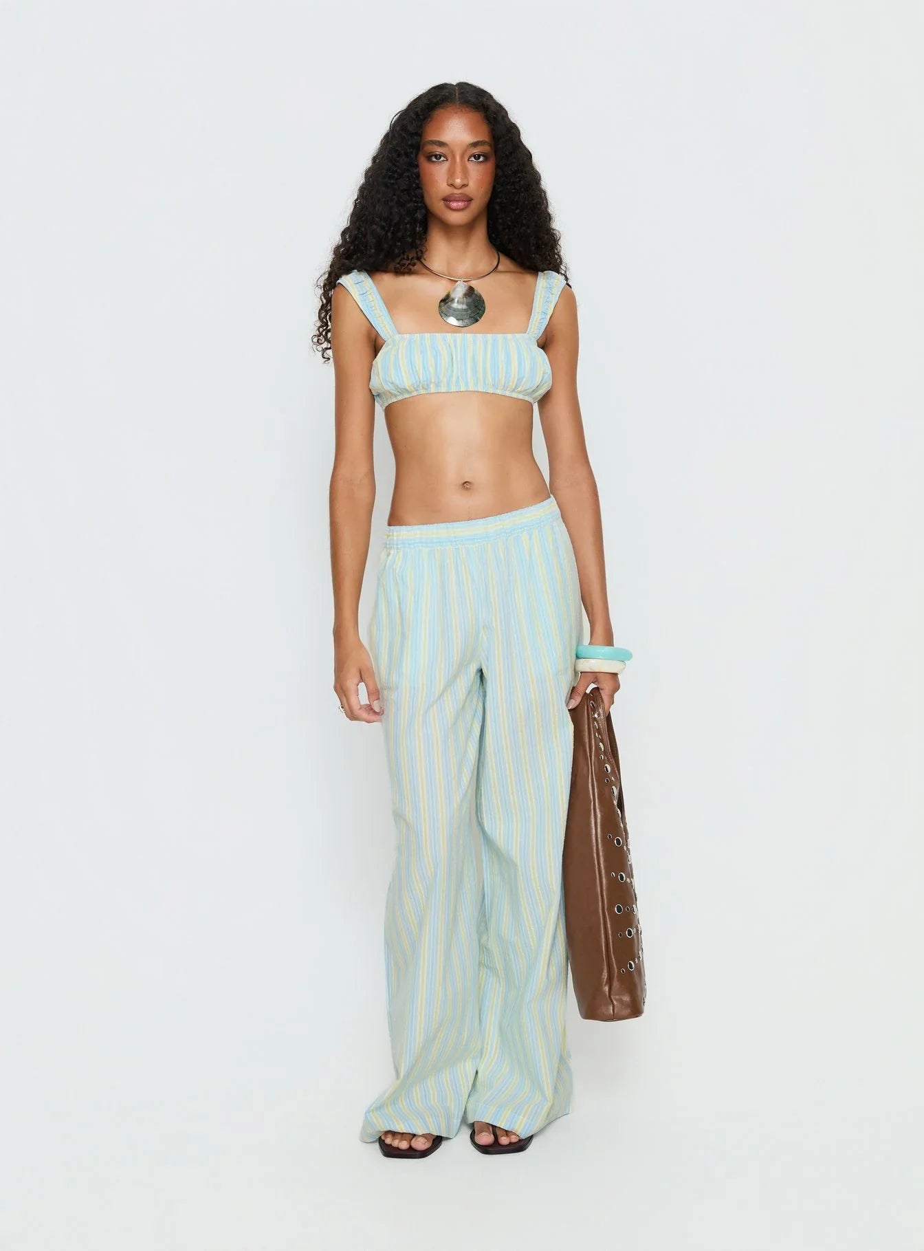 Talyssa Micro Crop Top Blue Stripe