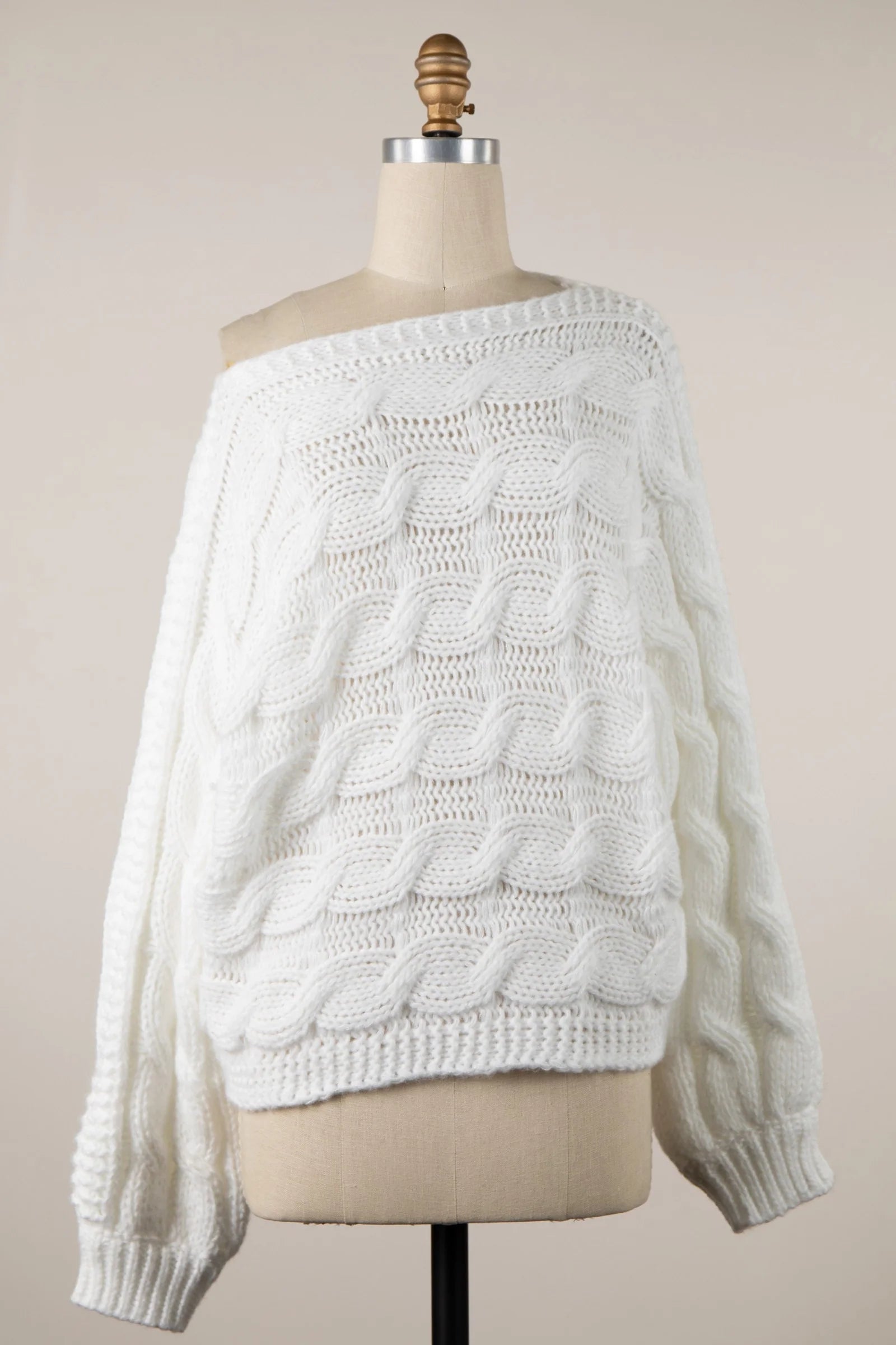 Willow White Oversized Cable Knit Sweater