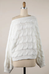 Willow White Oversized Cable Knit Sweater