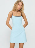 Distinguished Contrast Mini Dress Blue Brown
