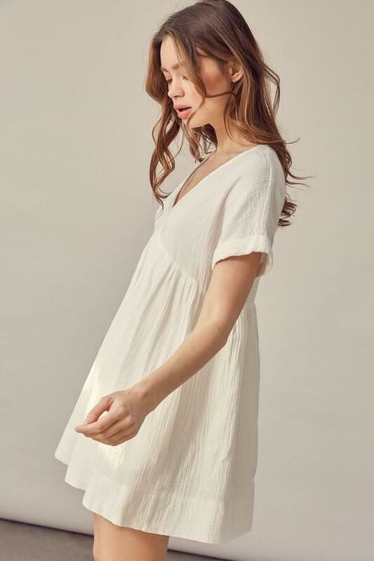 I Need You More White V Neck Romper Dress