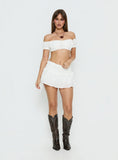 Corabel Off Shoulder Micro Crop Top White