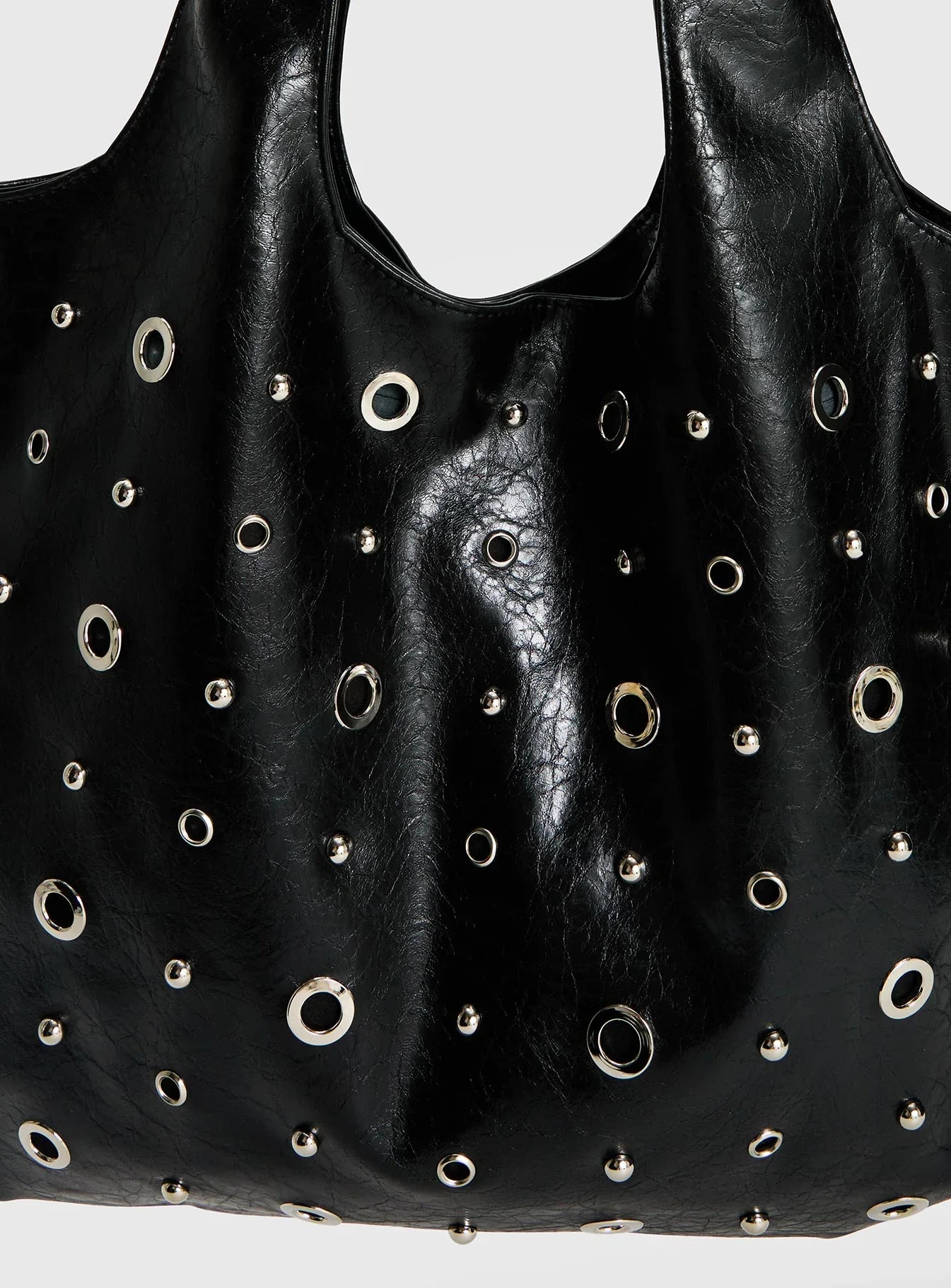 Find Your Love Eyelet Detail Shoulder Bag Black