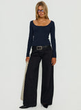 Keslie Long Sleeve Henley Top Navy