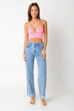 Gemma Pink Slinky Halter Crop Top