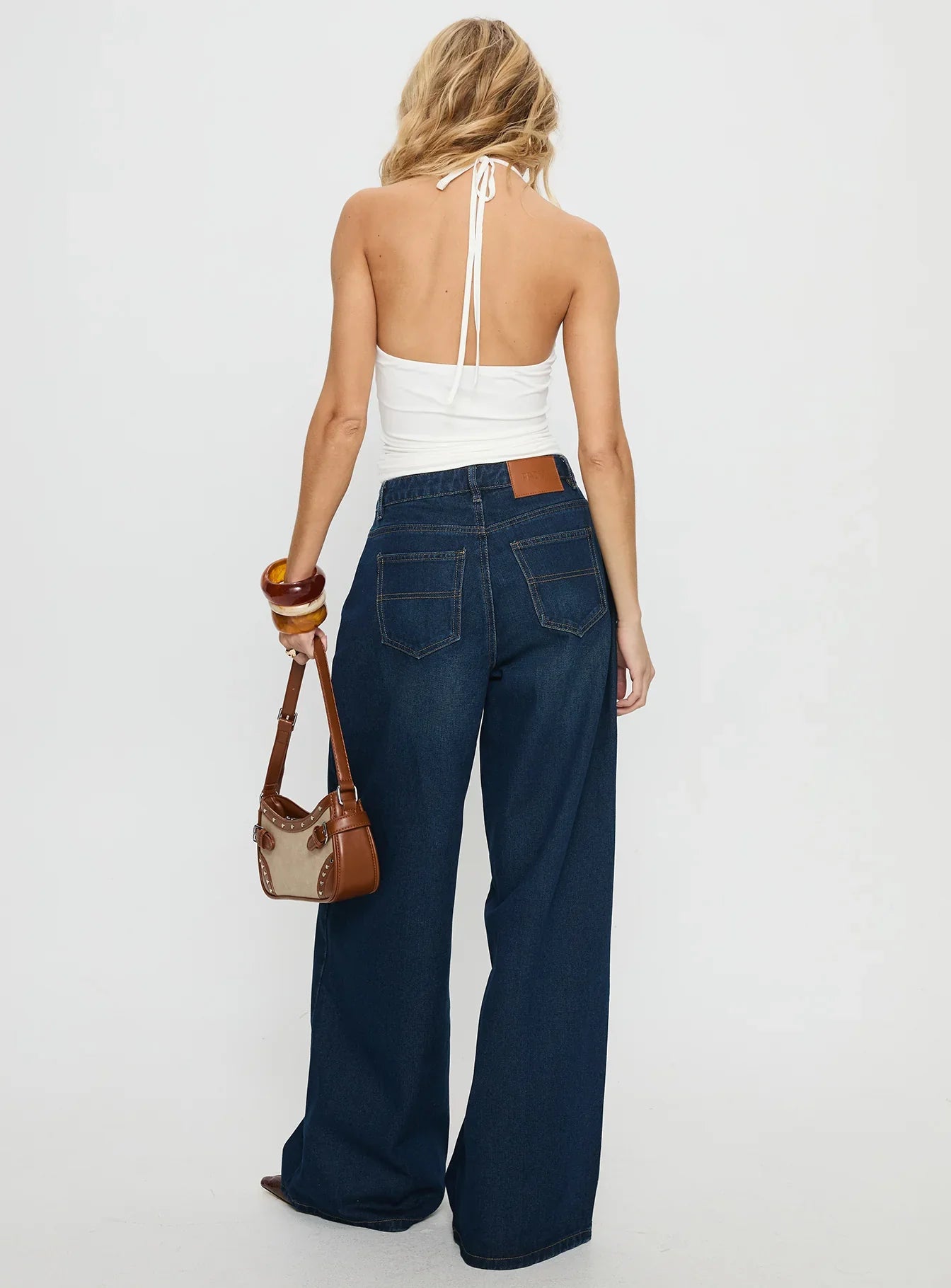 Naylor Mid Rise Wide Leg Jeans Mid Blue Denim Tall