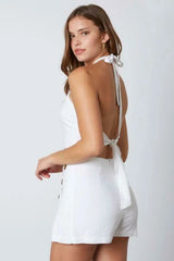 Lucky In Love White Cropped Two Piece Skort Set