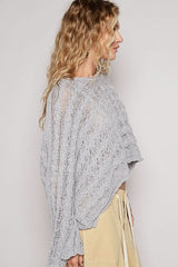Carmen Grey Oversized Sheer Sweater