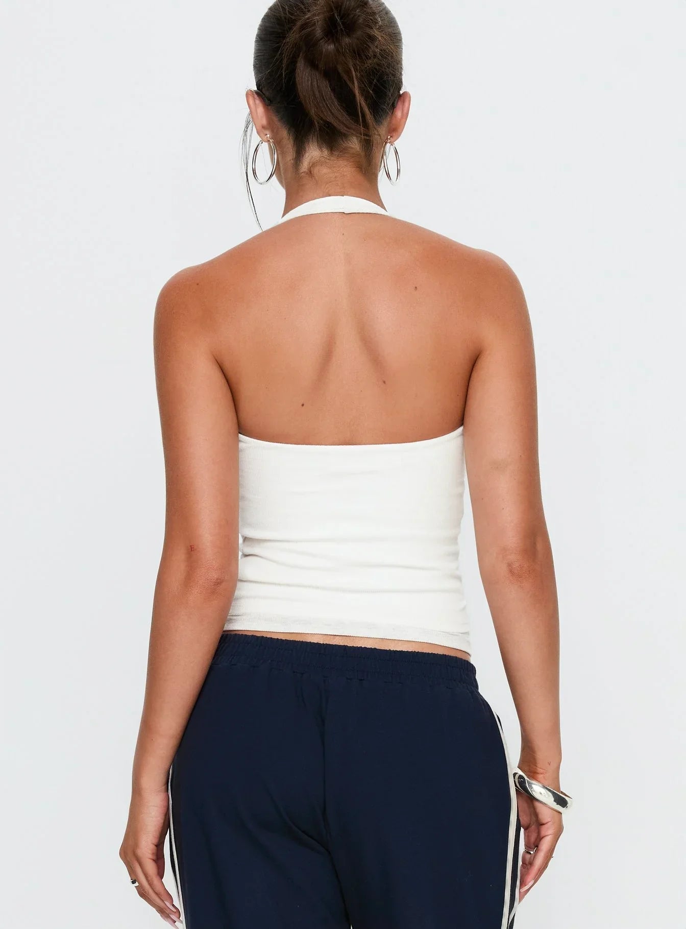 Debee Layered Halter Top White Grey