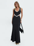 Keila Lace Trim Maxi Dress Black Cream