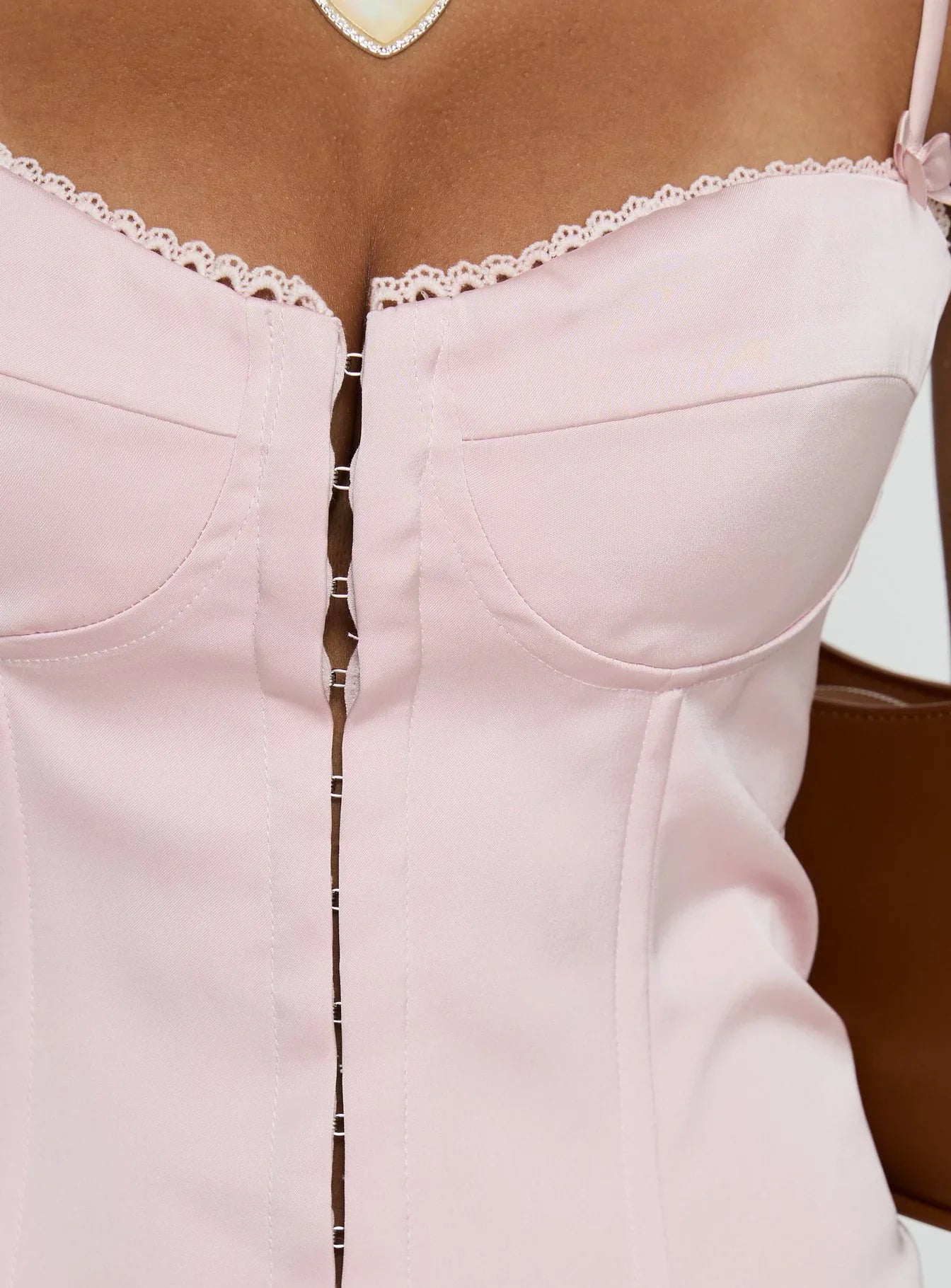 Maralyne Satin Corset Top Soft Pink