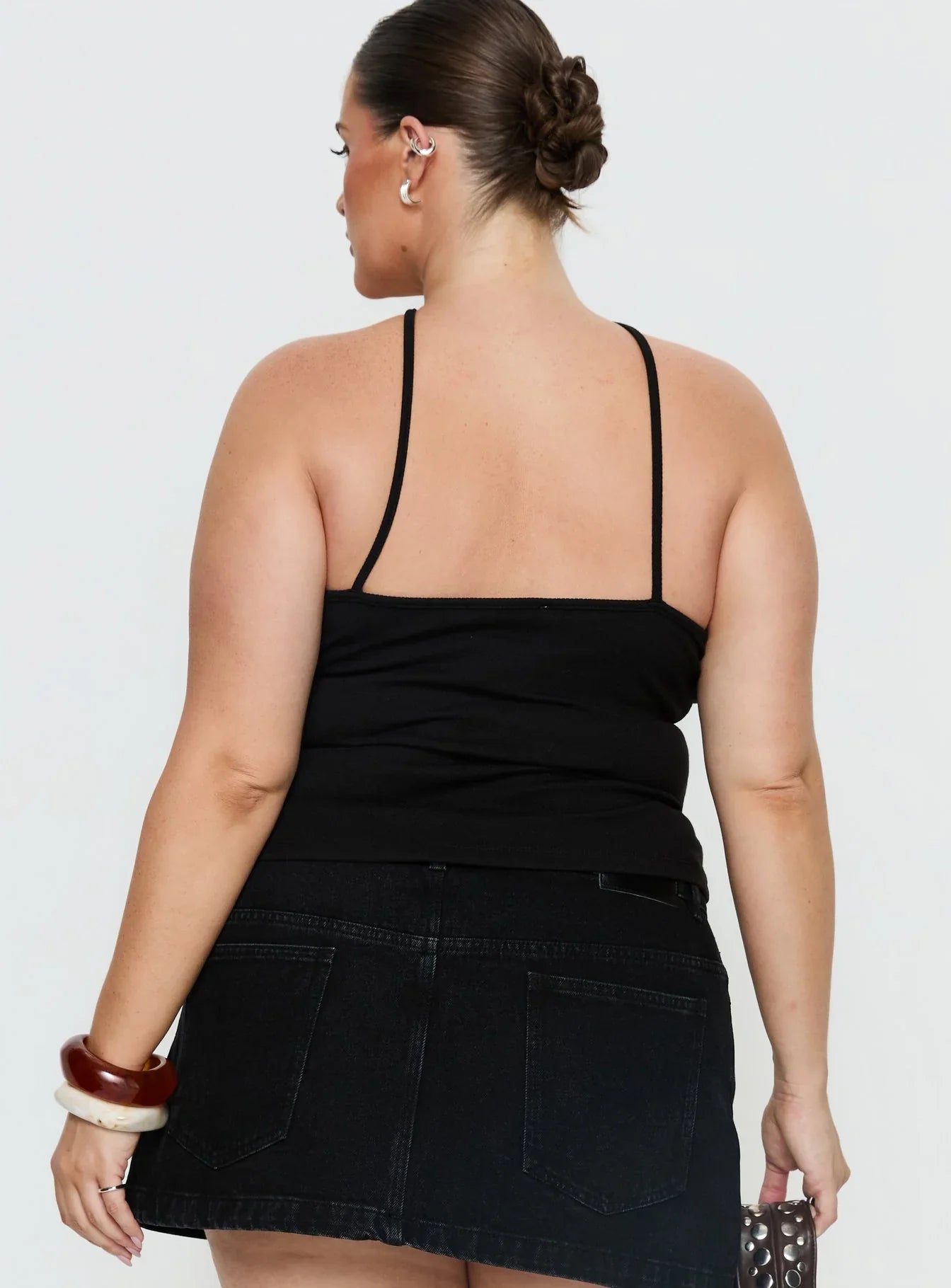 Teyla Ring Detail Top Black Curve