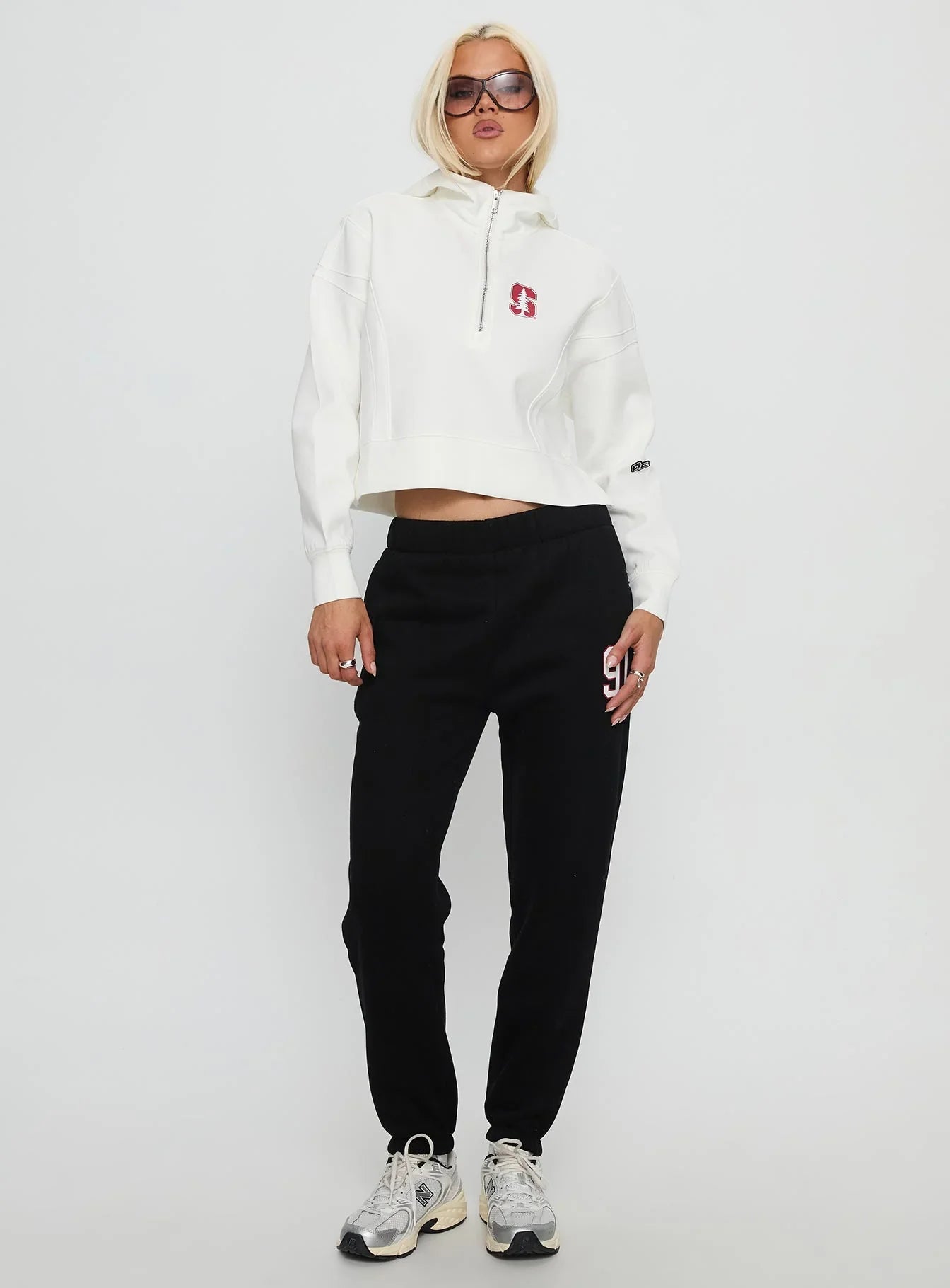 Stanford Buttersport Half zip Hoodie White