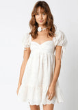 Tate Cream Eyelet Puff Sleeve Mini Dress