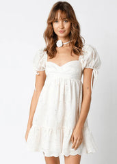Tate Cream Eyelet Puff Sleeve Mini Dress
