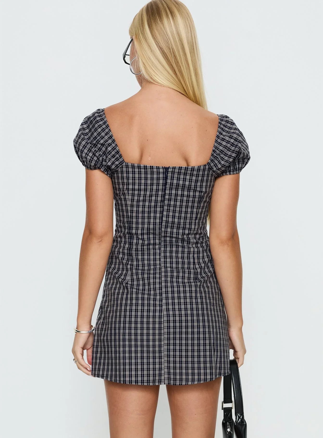 Sorynna Short Sleeve Playsuit Navy Check