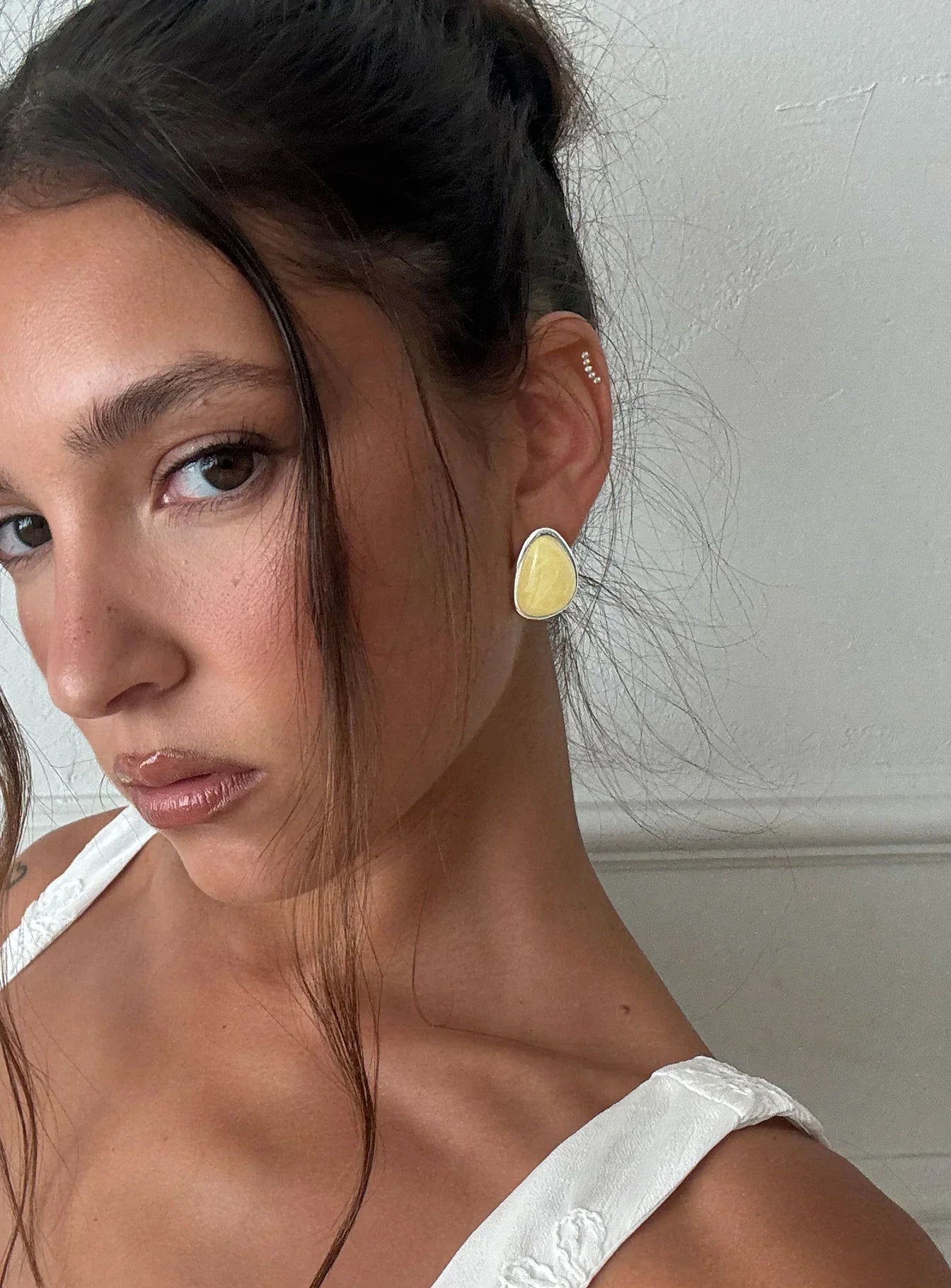 Vanita Earrings Silver Yellow