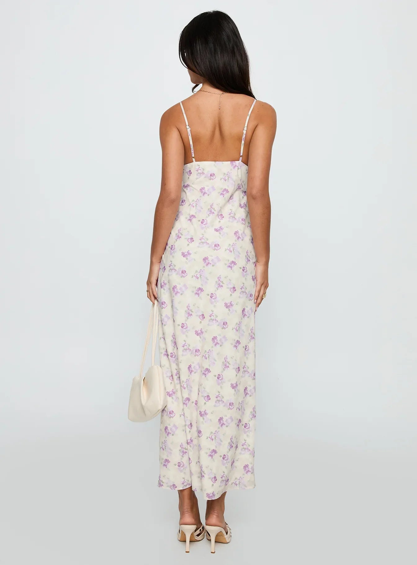 Jessamine Frill Maxi Dress White Lilac