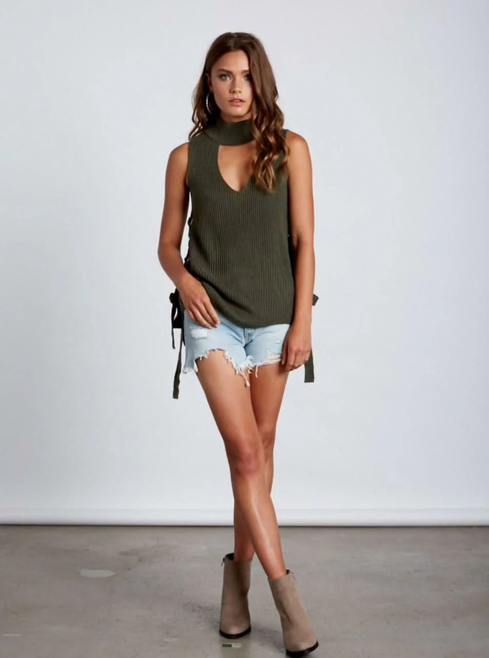 Lively Olive Choker Sweater