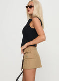 Esposito Wrap Cargo Mini Skirt Brown