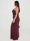 Ultraviolet One Shoulder Lace Maxi Dress Wine Curve