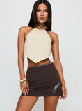 Lonely Hearts Mini Skirt Brown