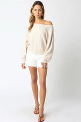 Cecily Beige Slouchy Pullover Sweater