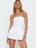 Ayanni Shirred Strapless Mini Playsuit White