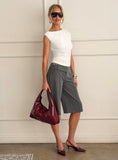 Rakelle 3 4 Tailored Shorts Dark Grey