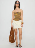 Ravon Ring Detail Strapless Top Yellow Stripe