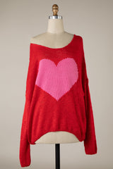 Be Mine Red Sheer Heart Sweater