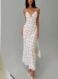 Jessamine Frill Maxi Dress White Lilac