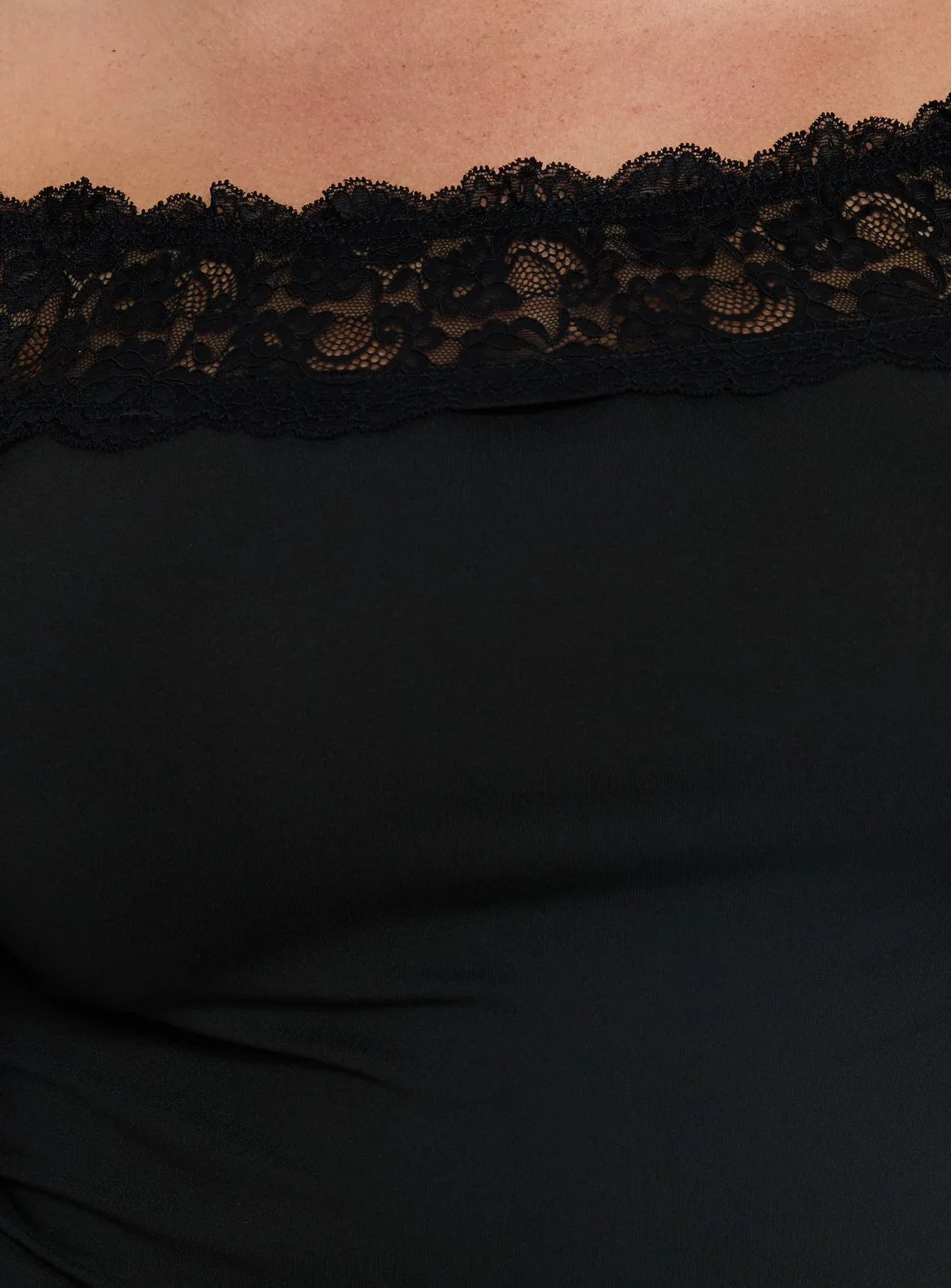 Breiann Lace Off Shoulder Long Sleeve Top Black Curve