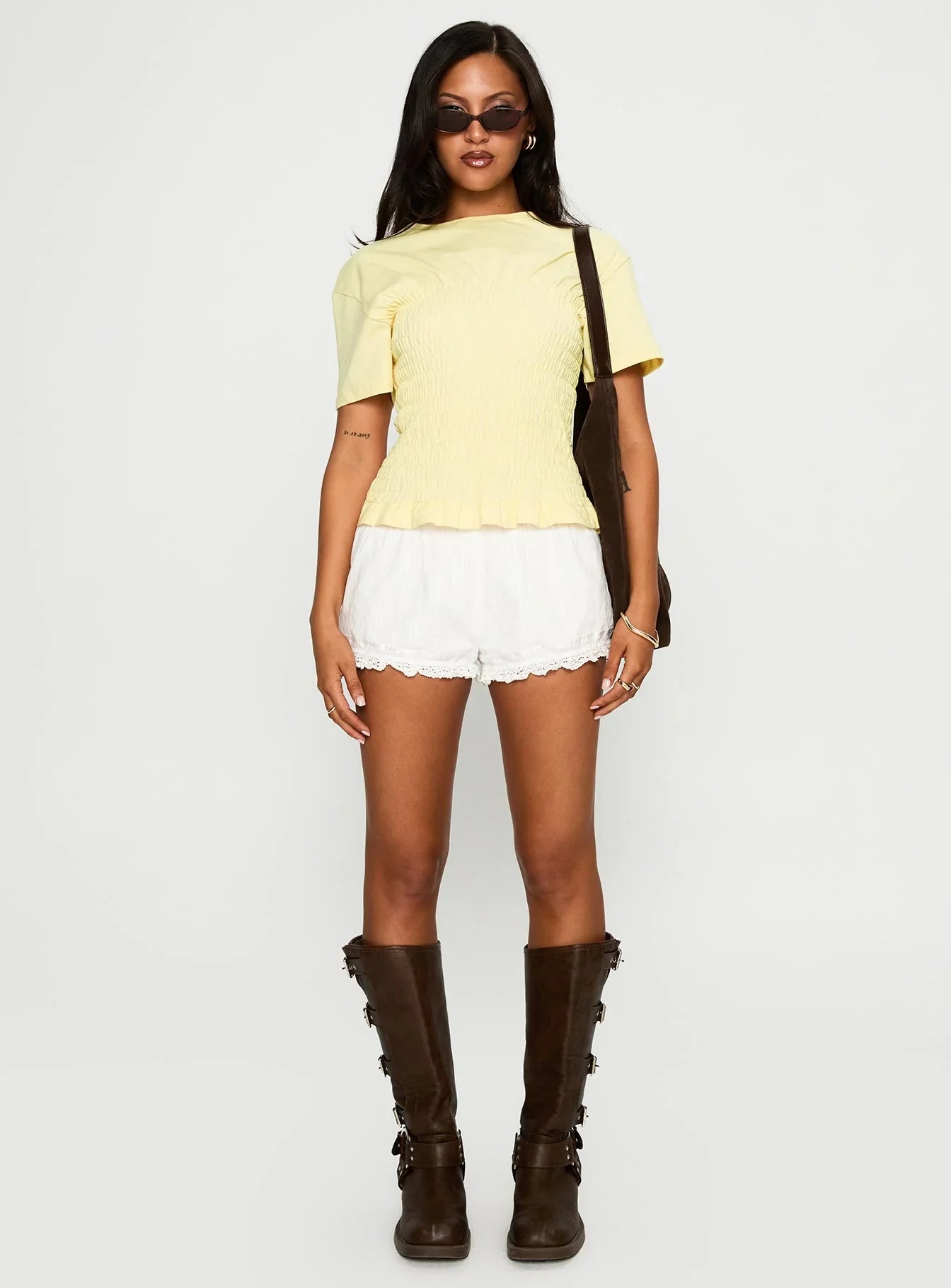 Maybe Tomorrow Ruched Top Lemon