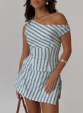 Gulliver Tie Side Mini Skort Blue Maroon Stripe